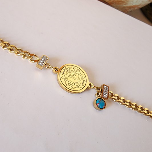 Hz.süleyman Mührü, başarı, para Mıknatısı Sayı Sekanslı Çelik Bileklik