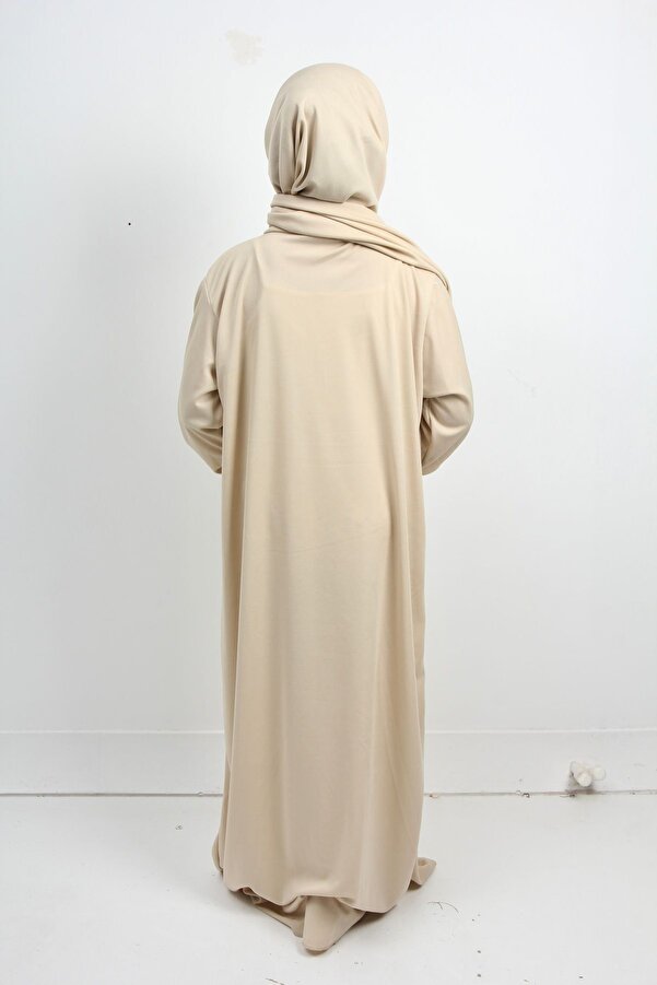 Krem Dantelli Kız Çocuk Namaz Elbisesi