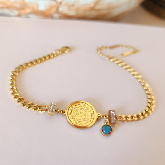 Hz.süleyman Mührü, başarı, para Mıknatısı Sayı Sekanslı Çelik Bileklik