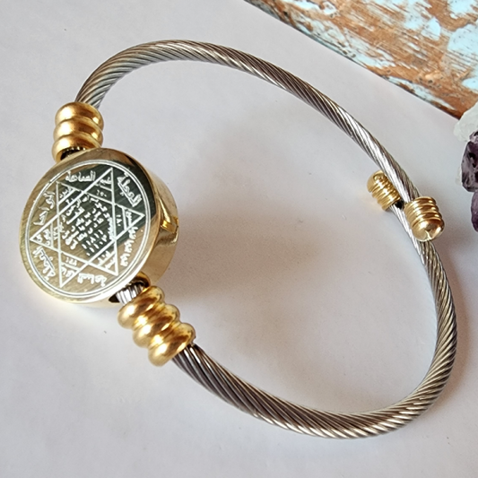 Hz.Süleyman Mührü & Para Açılımı Sayı Sekanslı Çelik Bileklik