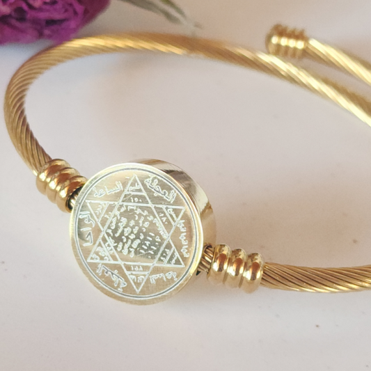 Hz.Süleyman Mührü & Para Açılımı Sayı Sekanslı Çelik Bileklik